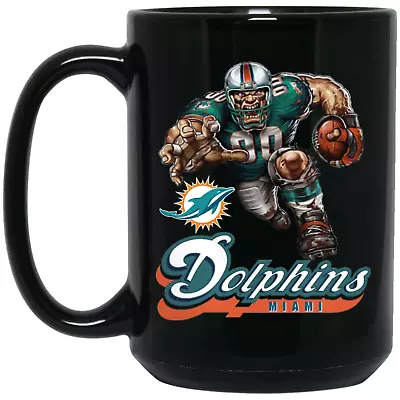 Miami Dolphins Logo Player Mascot Black 15 Oz Ceramic Coffee Mug Cup • $18.99