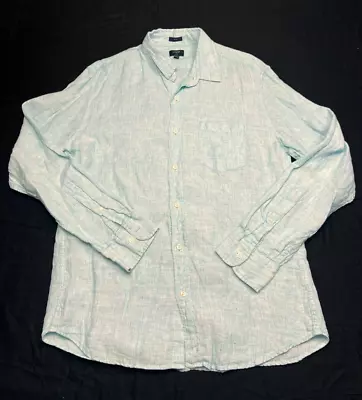 J Crew Shirt Linen Green SLIM FIT Long Sleeve Light Weight Men's L • $16.99