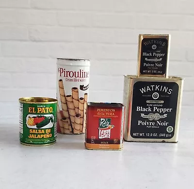 Lot Of 5 Vintage Like Advertising Kitchen Spice Tins Watkins El Pato SUCCULENTS • $6