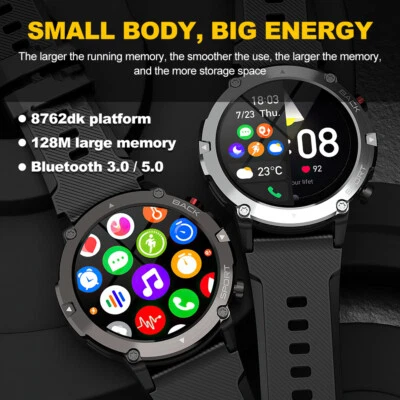 $48.99 • Buy Men Waterproof Smart Watch Heart Rate Monitor Fitness Tracker For Android IPhone
