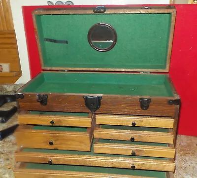 Antique Vintage Oak Machinist Chest 7 Drawer Star Chests Gertsner • $195