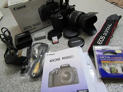 Boxed Canon EOS 1000D 10.1MP Digital SLR Camera + EF-S 18-55mm Zoom Lens • £170