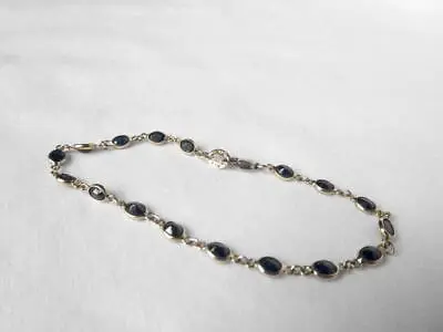$195 • Buy Delicate 14k Gold 3.50 Ct Deep Blue Sapphire Bezel Tennis Bracelet Small 6.25 