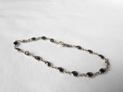 $195 • Buy Delicate 14k Gold 3.50 Ct Deep Blue Sapphire Bezel Tennis Bracelet Small 6.25 