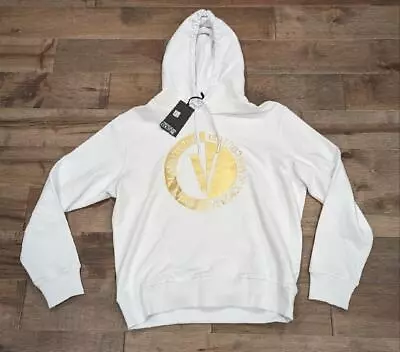 $400 Mens Versace Jeans Couture V-Emblem Logo Pullover Hoodie White/Gold XL • $199.99