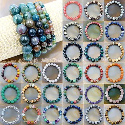 Wholesale Natural Gemstone Beads Stretch Bracelet Healing Reiki 4681012mm • $5.99