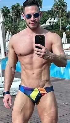 New Men's Sexy Color Block Speedo Style Low Rise Bikini Swim Brief -Gay Interest • $17.99
