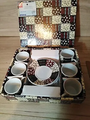 6 Cup And Saucer Coffee Set Espresso Cappuccino Small Shut Cups  • £16.99