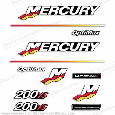 Fits Mercury 200xs Optimax Racing Outboard Engine Decal Kit 2003 - 2004 Decals • $104.95