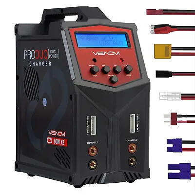 Venom Pro Duo 80W X2 Dual AC/DC 7A LiPo/LiHV & NiMH RC Battery Balance Charger • $129.97