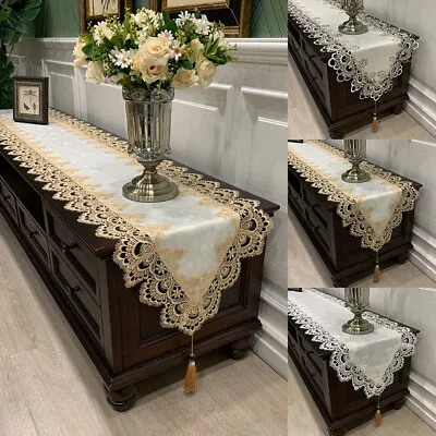 Table TV Cabinet Tablecloth Lace European Dresser Table Runner Embroidered UK • £9.59