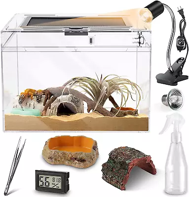 Reptile PC Terrarium Starter Kits Top Sliding Door Screen Mini Habitat Cages  • $64.36