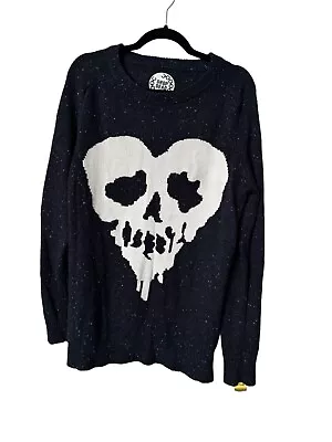 Drop Dead Guys Heart Skull Blue Sweater Size Medium • $49