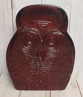 Retro Blenko Joel Myers Dark Amber Glass Owl 7” Bookend Vintage MCM • $45.99
