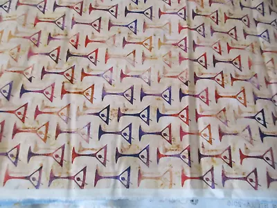 $4 • Buy 1 Fat Quarter New Cotton Fabric Martini Glasses On Tan By Dan Morris