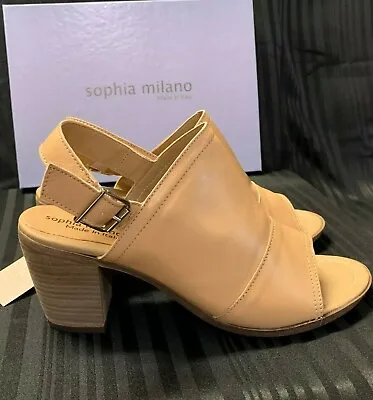 Sophia Milano Tan Peep Toe Sandals (Made In Italy) • $12.99