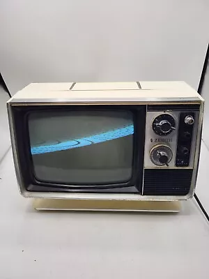 Vintage Zenith Solid State Portable TV Television White Retro Gaming Space WORKS • $199.99