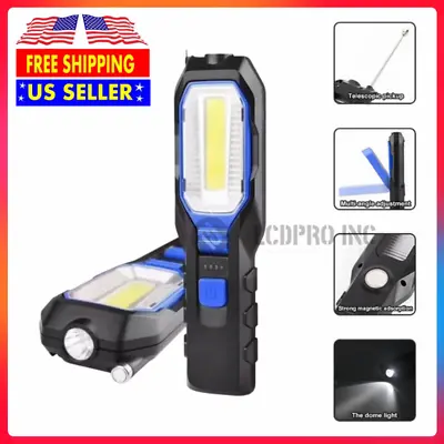 COB LED Magnetic Work Light Rechargeable Car Garage Inspection Lamp Hand Torch • $14.66