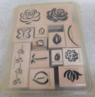 2000 Stampin Up Rose Rhapsody 13 Piece Wooden Rubber Stamp Set • $8.62