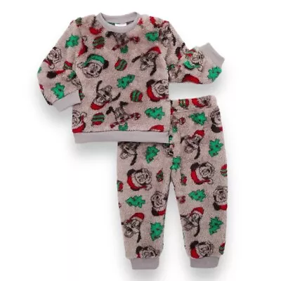 Mickey Mouse Baby Christmas Faux Sherpa Top & Joggers Set 2 Pc Size 24M New NWT • $11.79