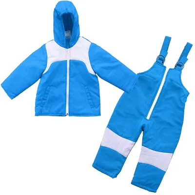 2 PC Insulated Winter Padded Kids Snow Suit Girls Boys Baby All-In-One Ski Blue • £9.99