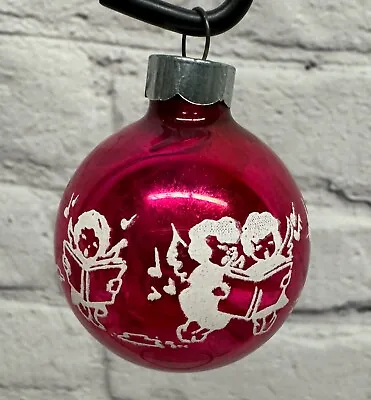 Vtg Mini Mercury Glass Stencil Christmas Ornament Angel Singing Choir 1.75” • $12