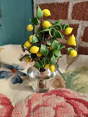 Vintage Miniature Czech? Art Glass Wire Wrapped Lemon Tree In Pot Arrangement • $55