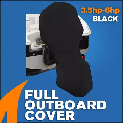 Full Outboard Boat Motor Engine Cover Dust Rain Protection Black - 3.5hp - 6hp • $41.95