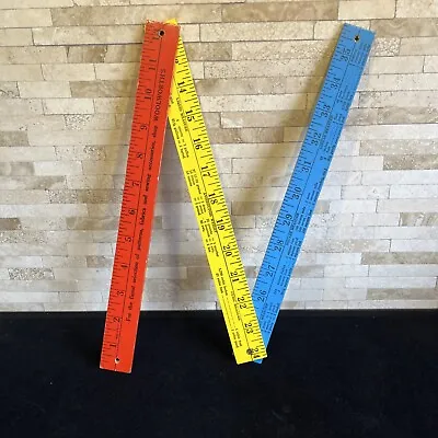 Vintage Woolworth’s Folding Wood Ruler Foldable Wooden Yardstick Red Blue Yellow • $7.99