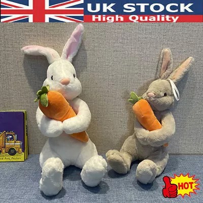 For Kids Gifts Simulated Rabbit Doll Easter Day Sitting Bunny Hugging Carrot ZE • £8.47