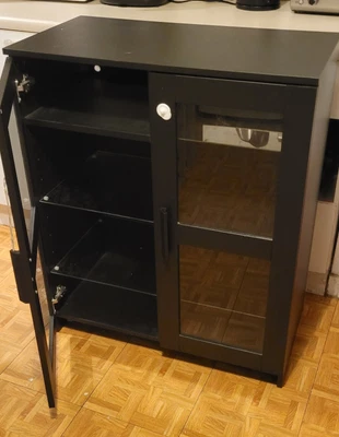 £35 • Buy Tv Cabinet, Black IKEA Cabinet With Glass Doors. 