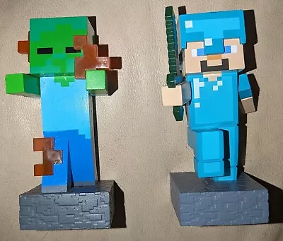 2 Minecraft  Zombie & Diamond Steve Adventure Figure Series 1 Jinx Figures • $8