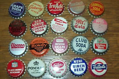 Lot Of 20 Different Vintage Unused Soda Pop Bottle Caps N Red Arrow Patio Squirt • $3.95