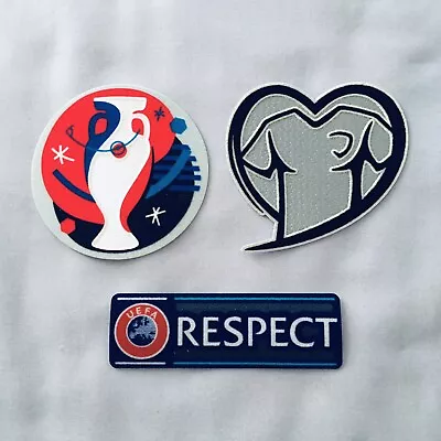 UEFA Euro 2016 Qualifiers + Play With Heart & RESPECT Arm Patch Badge Set • £11.55