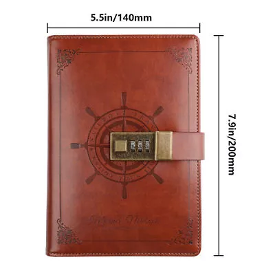 Brown Retro Password Book Diary Book Notebook With Lock Journal Lockable AU • $24.99