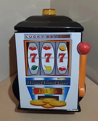 Vintage Luminarc Casino Slot Machine Cookie Jar One-Armed Bandit • $22.25