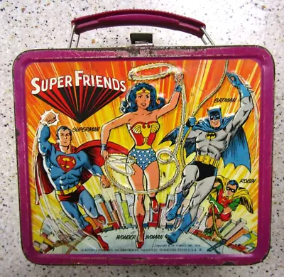 SUPER FRIENDS VINTAGE 1976 Aladdin Metal Lunchbox CLASSIC SUPERHEROS • $29.99
