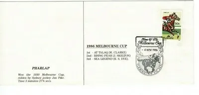 Stamp Australia 50c Phar Lap On 1986 Melbourne Cup Horse Race Souvenir Cover • $22