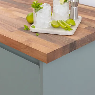 Solid Walnut Wood Worktops 40mm Stave Wooden Kitchen Countertops Breakfast Bars • £209.99