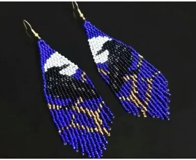 Handmade Boho Tribal Earrings American Native Earrings Large Seed Beads Earring. • $22.01