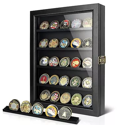 Challenge Coin Display Case Coin Collection Display Stand For Wall Military ... • $39.86