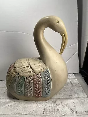Signed Carved Wooden Swan With Baby  • $9.99