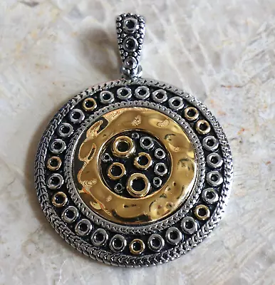 Lia Sophia Round Silvertone Goldtone Pendant • $12.50