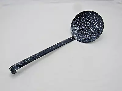 Vintage Graniteware Ladle Strainer Black White Specks Enamelware Farm Ware • $9.99