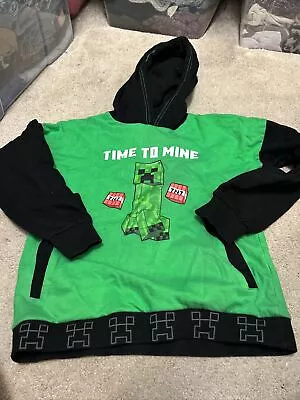 Minecraft 10-11 Years Green Black Hoodie Pullover Sweater  • £4