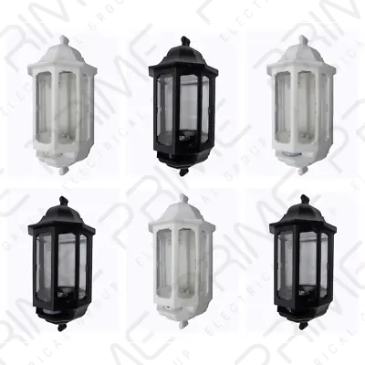 ASD Half Lantern Wall Light Standard PIR Or Photocell Sensor - Black / White • £28.25
