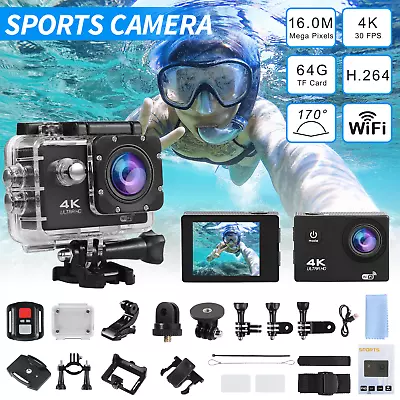 4K Action Camera Sport Video Underwater Wifi Remote For Go Pro Camera Waterproof • $25.38