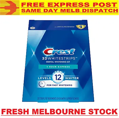 $77 • Buy Crest 3D 20 X 1 Hour Express Teeth Whitening Strips White 10 Pouches SEALED BOX