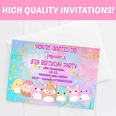 Personalised Squishmallow Birthday Party Invitations Girls Invites Childrens Kid • £3.75