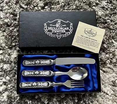 New Mullingar Pewter Claddagh Baby Cutlery Flatware 3-Piece Set Ireland • $50.99